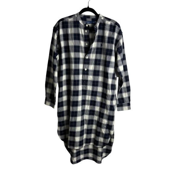 Ralph Lauren Navy Plaid Shirt Dress Tartan Button Front Women’s 8 NWOT - Picture 2 of 8